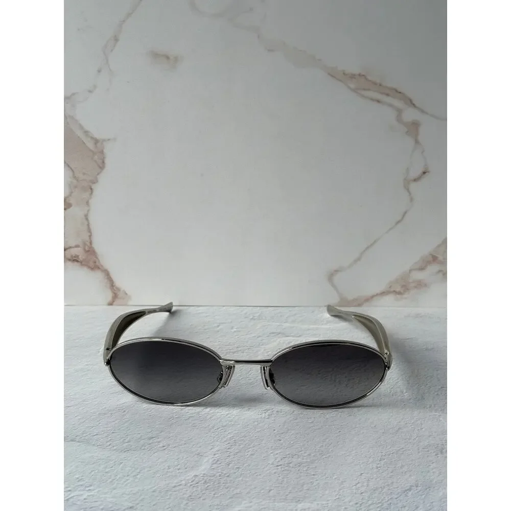 NEW Bottega Veneta BV1386S Silver Sardine Oval Sunglasses $655